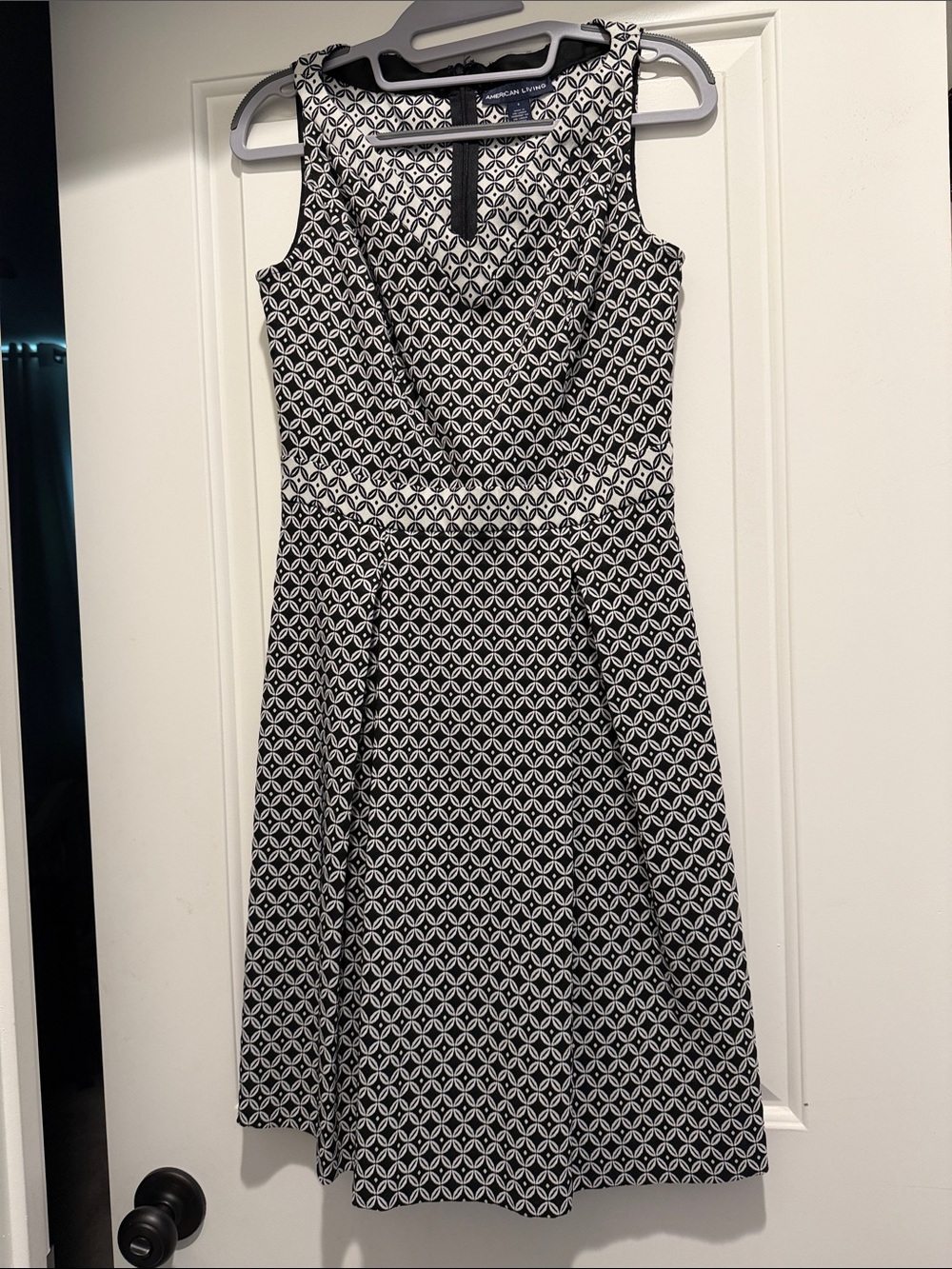 American Living Black and White Sleeveless Fit-and-Flare Dress